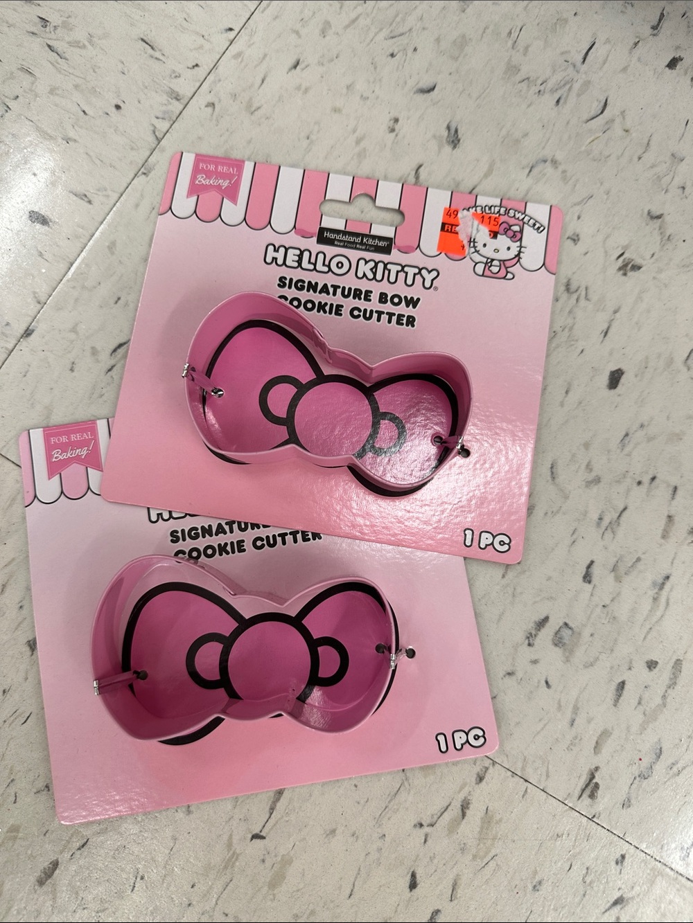 2 Hello Kitty Pink Signature Bow Cookie Cutter - Pink Metal